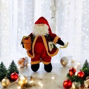 Vintage 15" Tall Plush Santa Claus Statue Figurine Christmas Holiday Decor G+